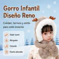 Gorro Infantil Diseño Reno Cafe con Bufanda  - Miniatura 3