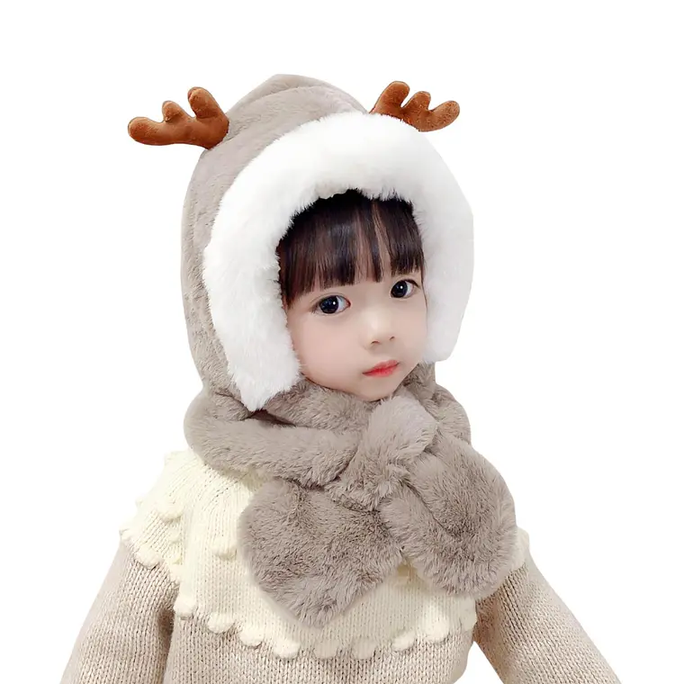 Gorro Infantil Diseño Reno Cafe con Bufanda  1