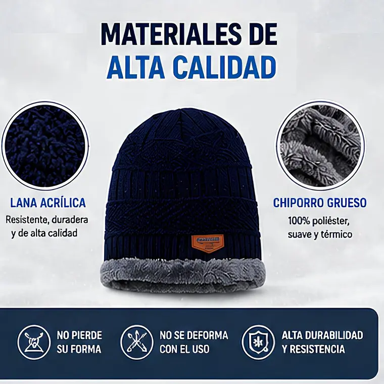 Gorro Térmico Negro Tejido con Interior de Chiporro 8