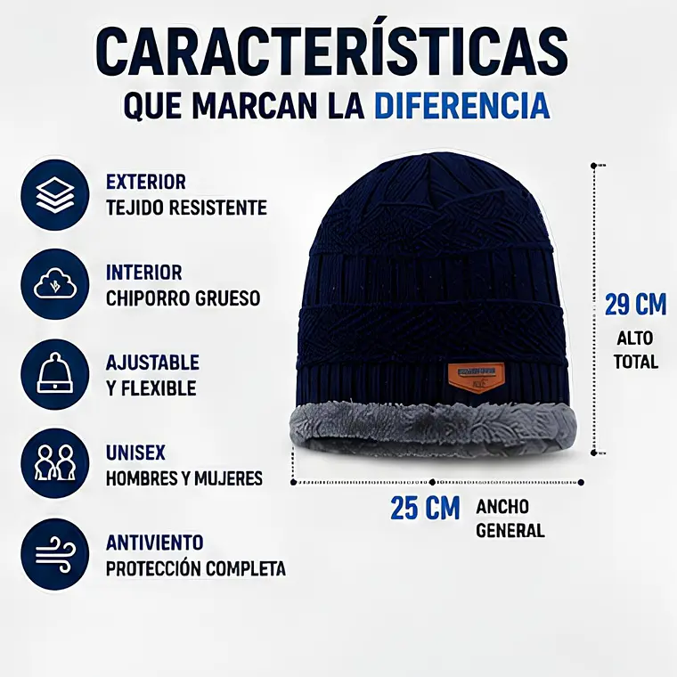 Gorro Térmico Negro Tejido con Interior de Chiporro 9