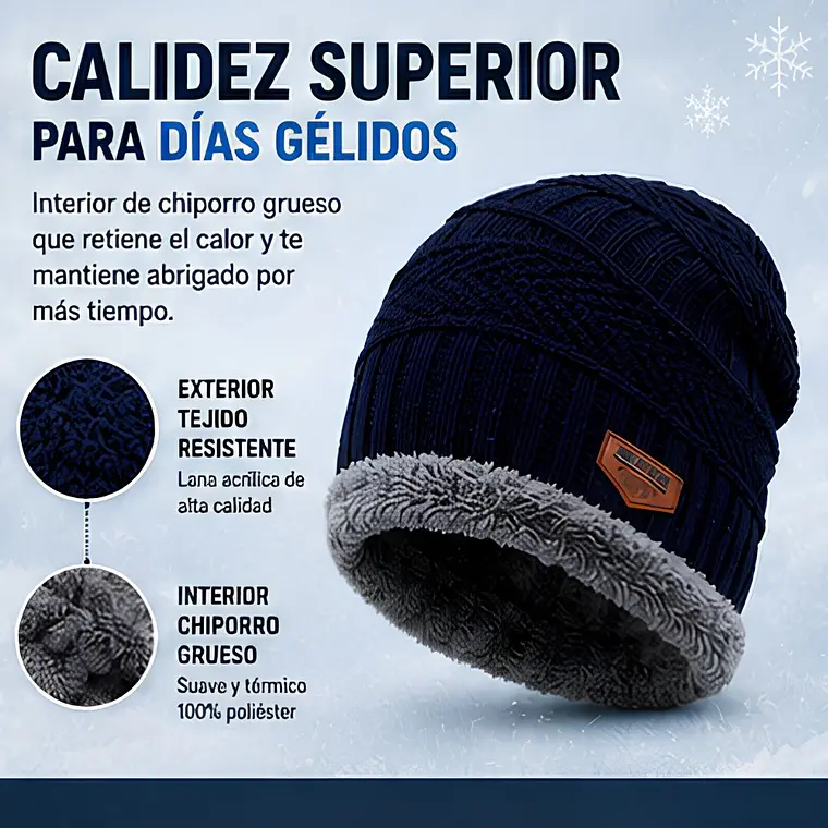 Gorro Térmico Gris Tejido con Interior de Chiporro 2