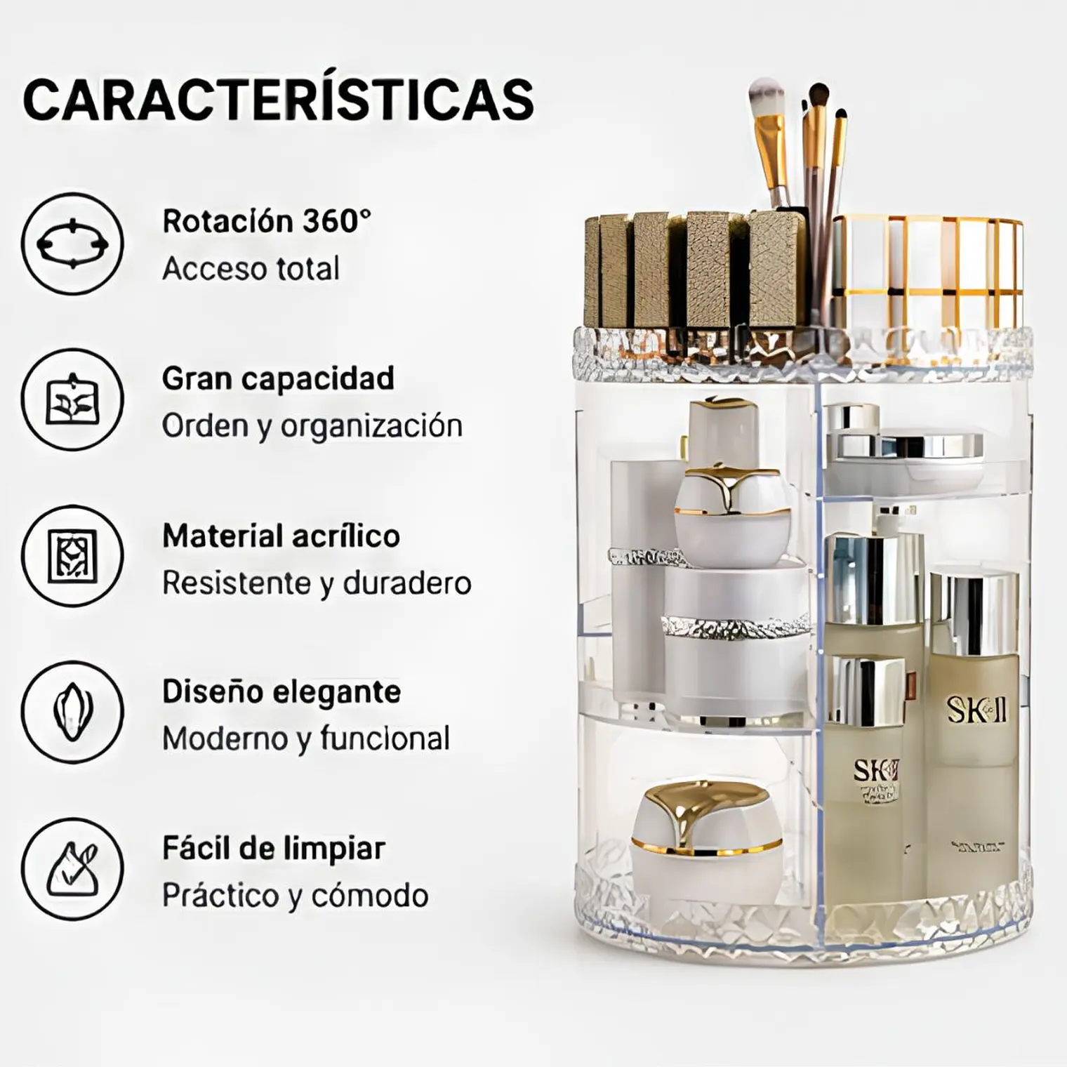 Exhibidor Organizador Giratorio 360° Cosméticos y Perfumes 3