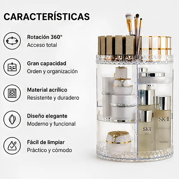 Exhibidor Organizador Giratorio 360° Cosméticos y Perfumes 3