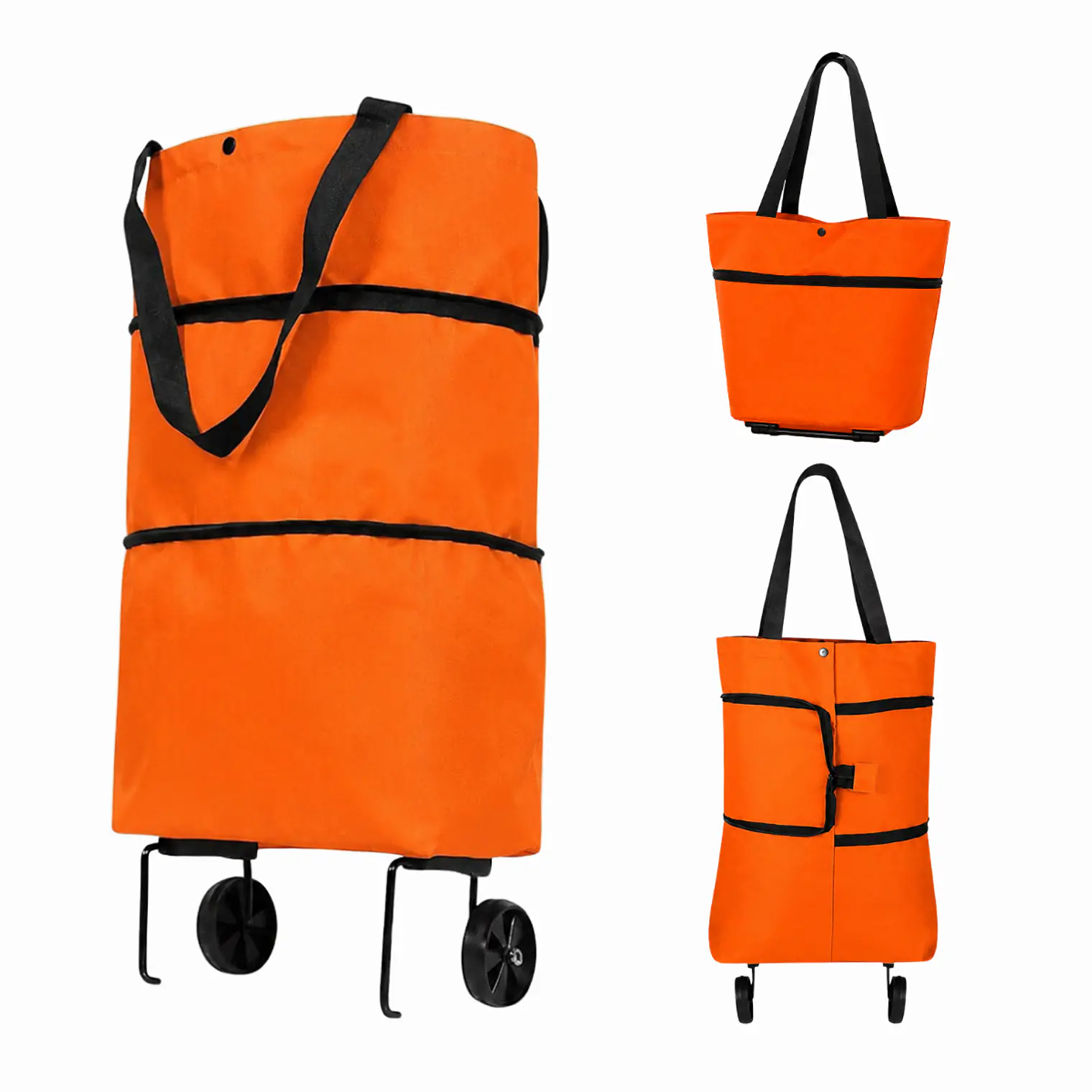 Carrito De Compras Plegable Con Ruedas Naranjo 1