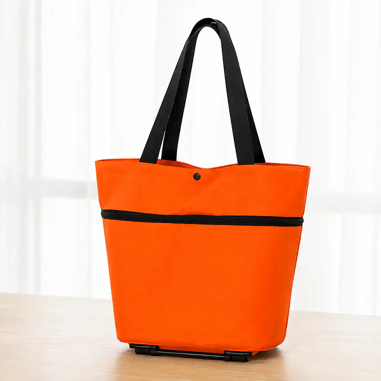 Carrito De Compras Plegable Con Ruedas Naranjo 5