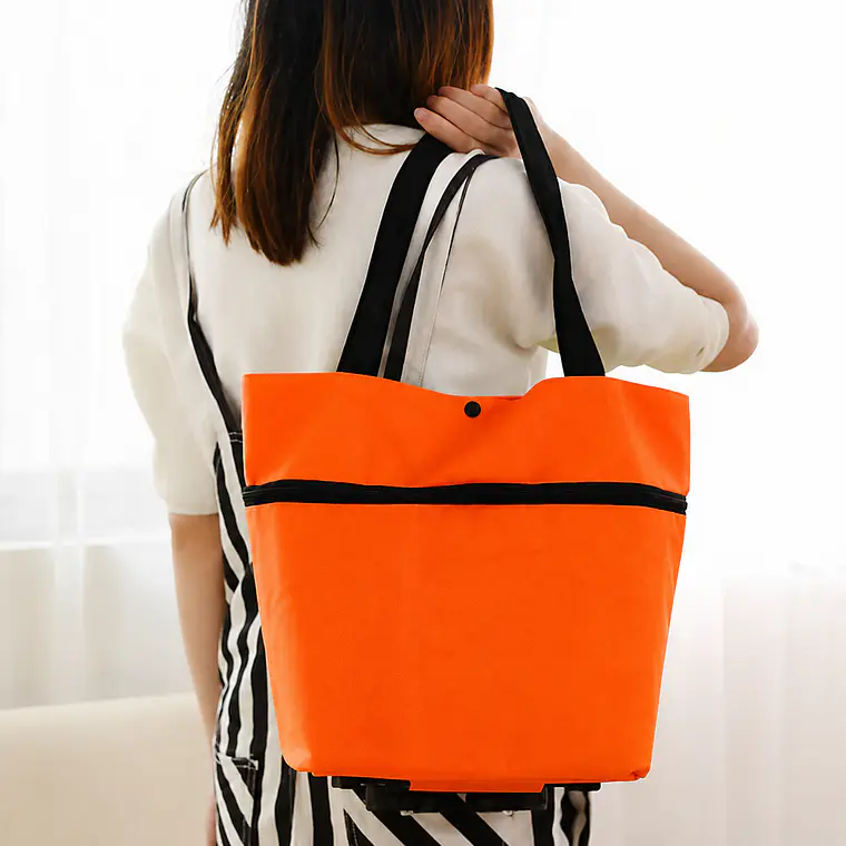 Carrito De Compras Plegable Con Ruedas Naranjo 3