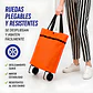 Carrito De Compras Plegable Con Ruedas Naranjo - Miniatura 2