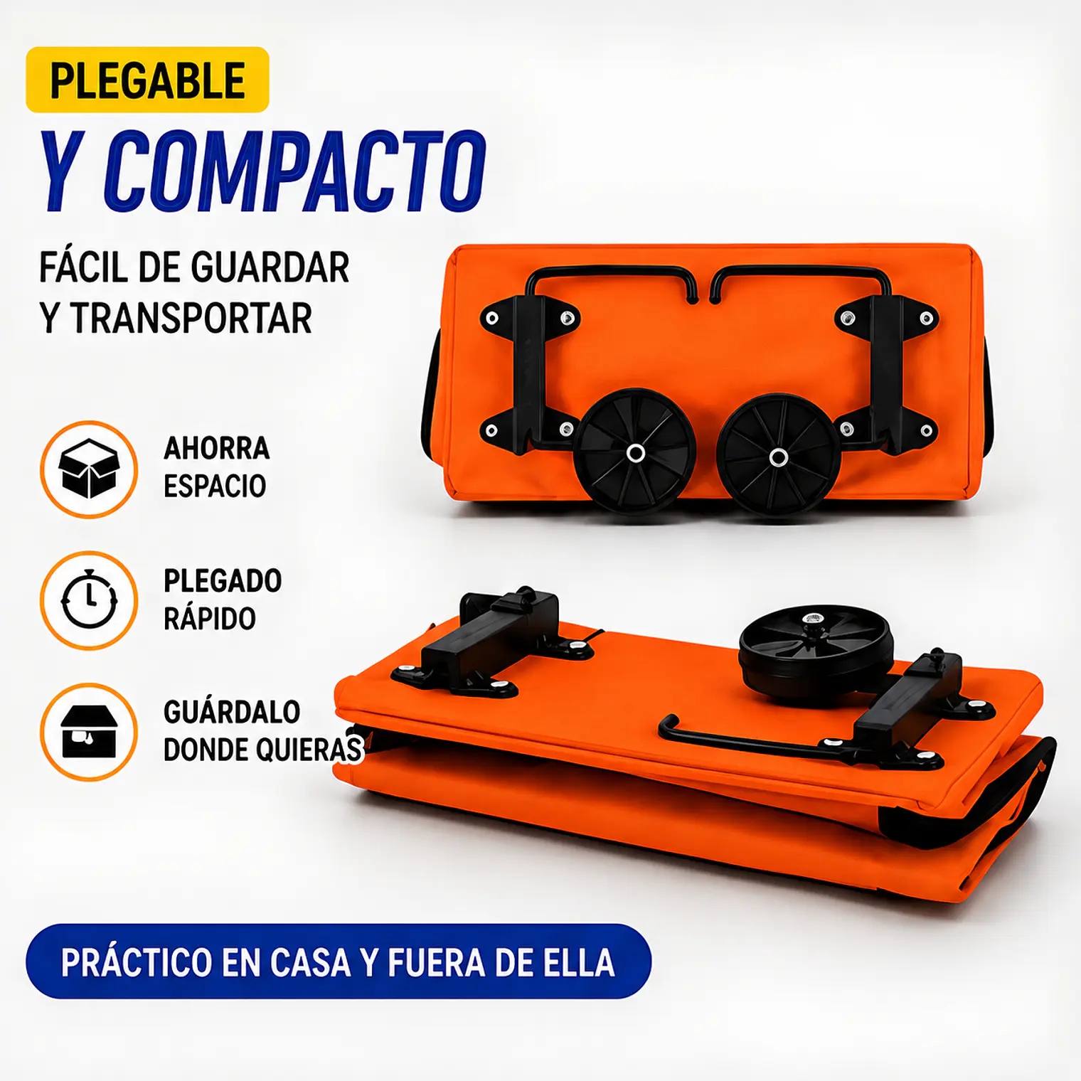 Carrito De Compras Plegable Con Ruedas Naranjo 6