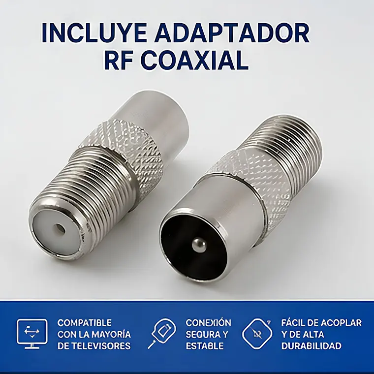 Antena Digital Hdtv 4K Con adaptador RF Coaxial 5