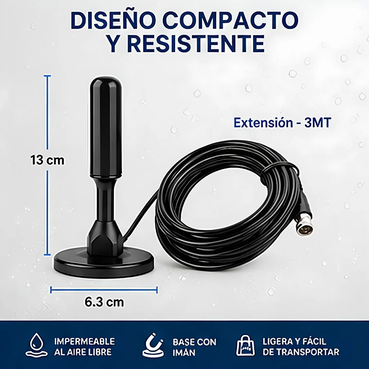 Antena Digital Hdtv 4K Con adaptador RF Coaxial 3
