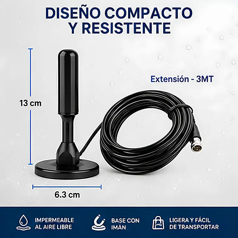 Antena Digital Hdtv 4K Con adaptador RF Coaxial 3