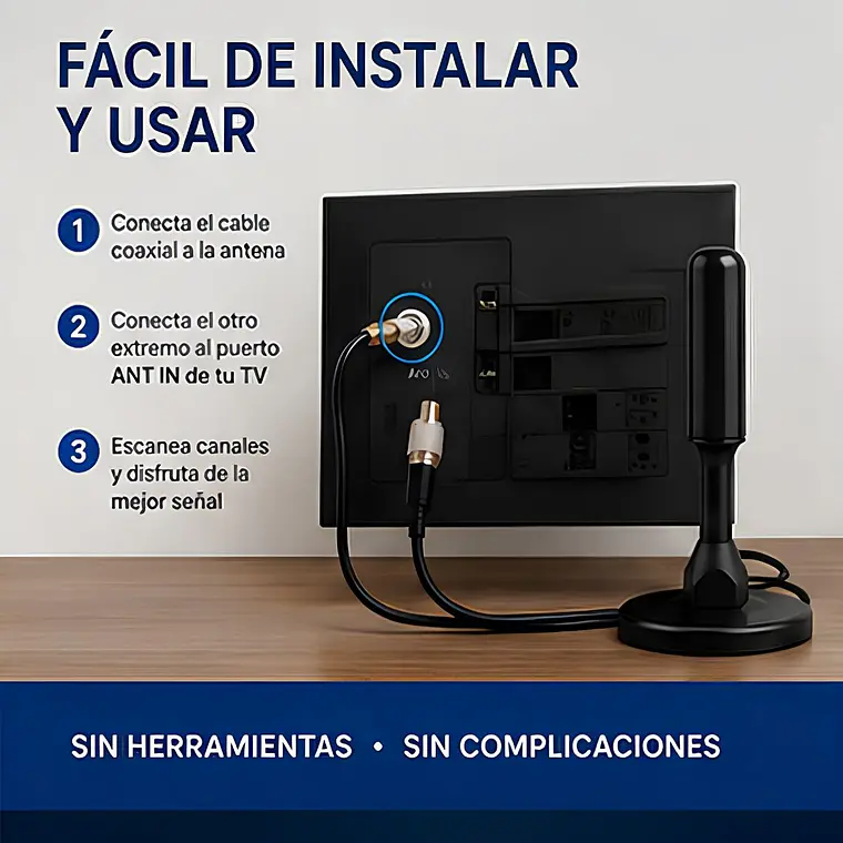 Antena Digital Hdtv 4K Con adaptador RF Coaxial 4