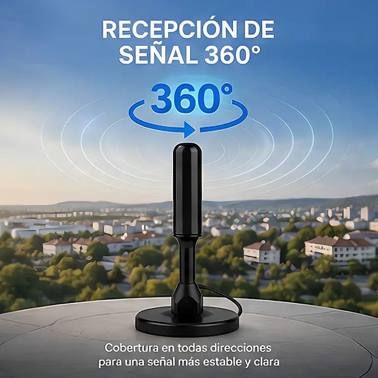 Antena Digital Hdtv 4K Con adaptador RF Coaxial 6