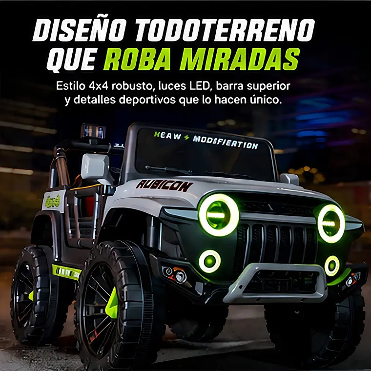 Auto Electrico Infantil A Baterias Rubicon Gris 5