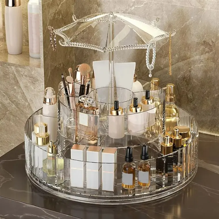 Organizador de Cosméticos Giratorio 360° de Acrílico Transparente 1