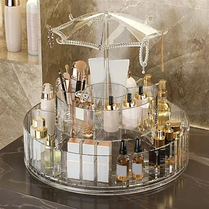 Organizador de Cosméticos Giratorio 360° de Acrílico Transparente