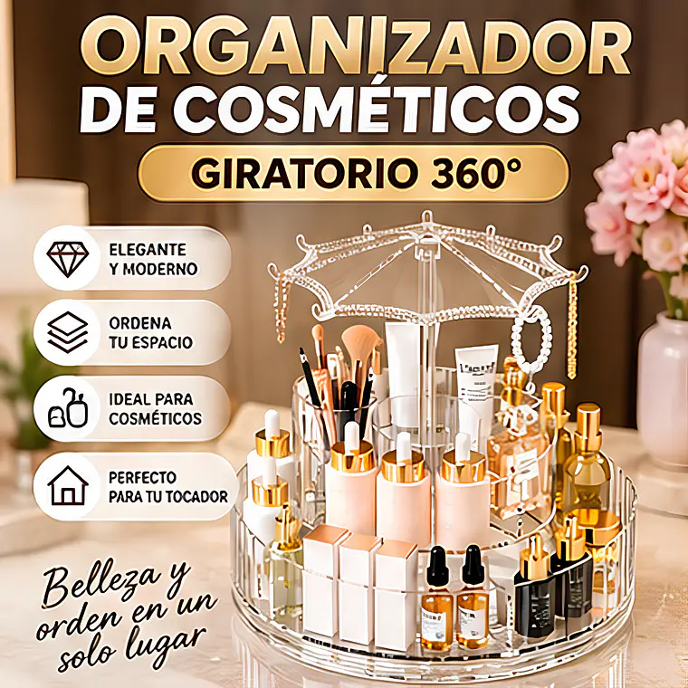 Organizador de Cosméticos Giratorio 360° de Acrílico Transparente 2