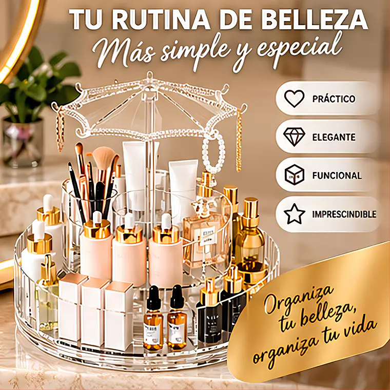 Organizador de Cosméticos Giratorio 360° de Acrílico Transparente 7