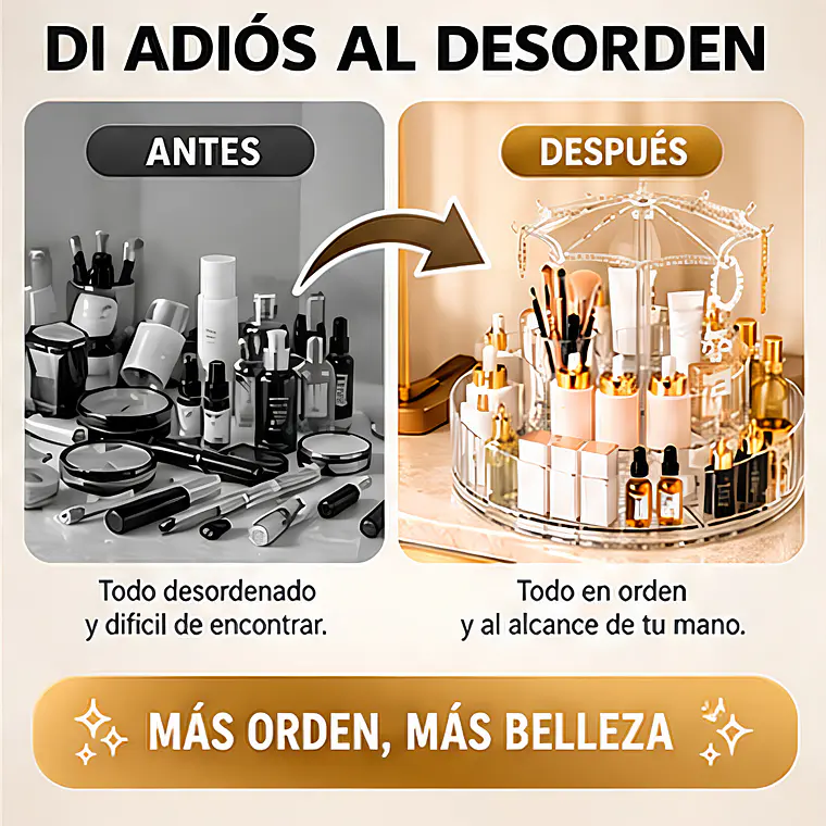 Organizador de Cosméticos Giratorio 360° de Acrílico Transparente 6
