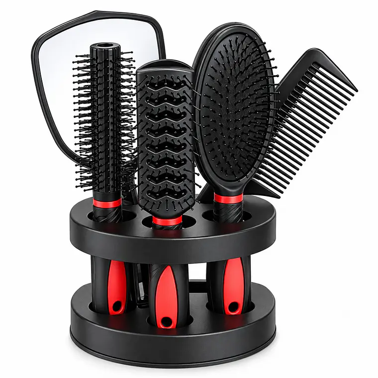 Set De Cabello 5 Piezas con Cepillos, Peine, Espejo y Base 1
