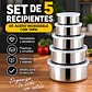 Juego de 5 Recipientes Acero Inoxidable Con Tapa Plástica - Miniatura 2