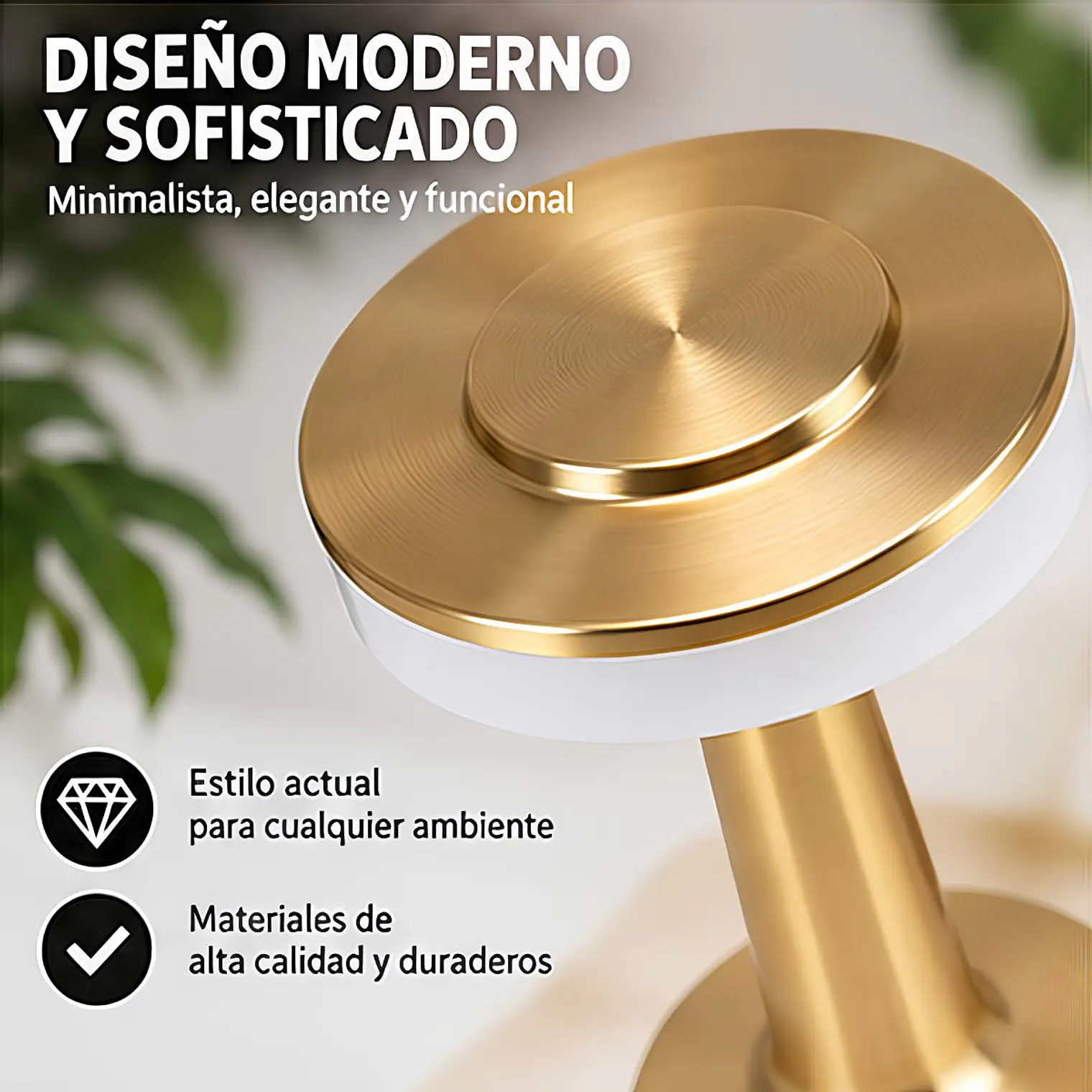 Lampara De Mesa Táctil USB Recargable Elegante Dorada 3