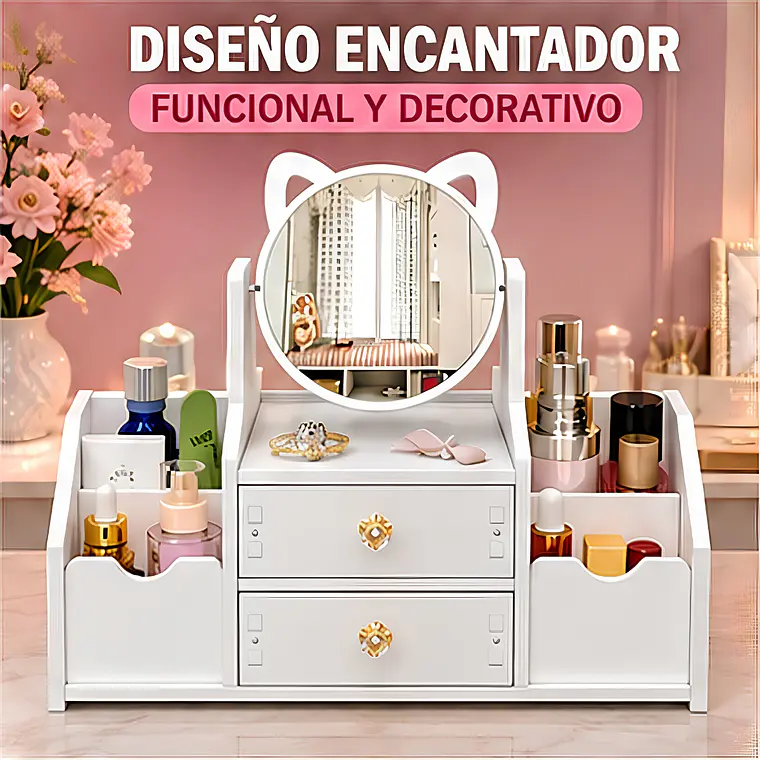 Organizador De Maquillajes Estilo Tocador Orejas De Gato 6
