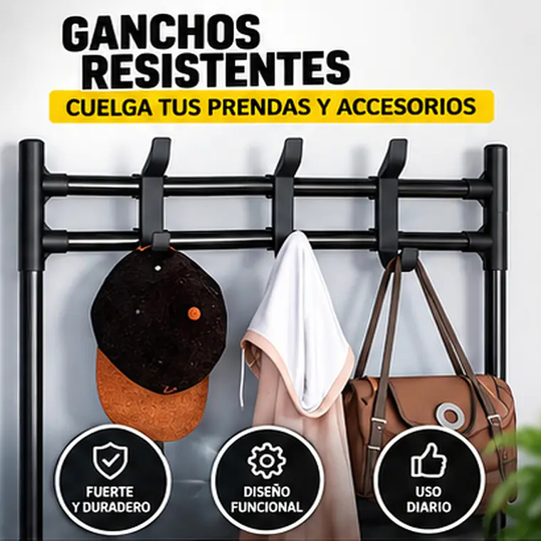 Zapatero Sneakers Organizador Con Perchero 4 Niveles Negro 4