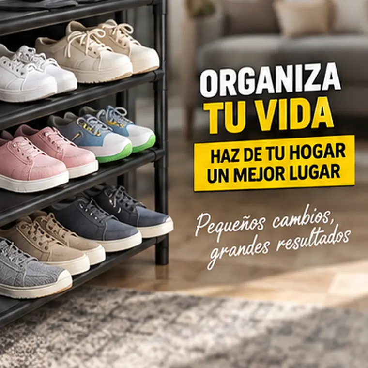 Zapatero Sneakers Organizador Con Perchero 4 Niveles Negro 5