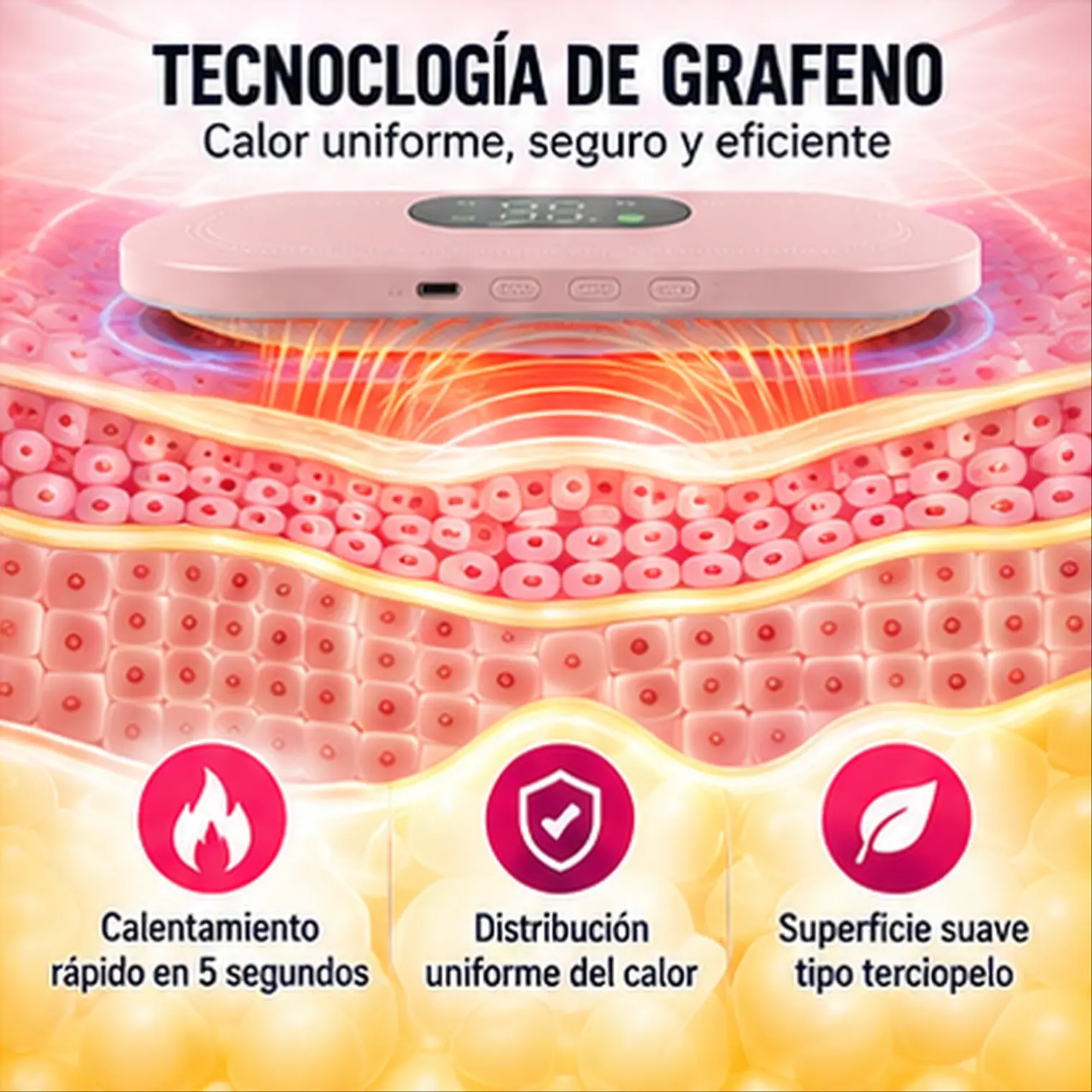 Almohadilla Térmica con Vibrador Masaje Colicos Menstruales 7
