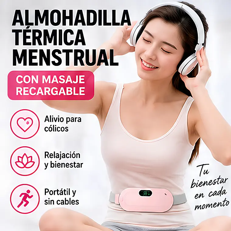 Almohadilla Térmica con Vibrador Masaje Colicos Menstruales 3