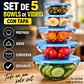 Set de 5 Bowl Recipiente y Contenedor de Vidrio con Tapa  - Miniatura 3