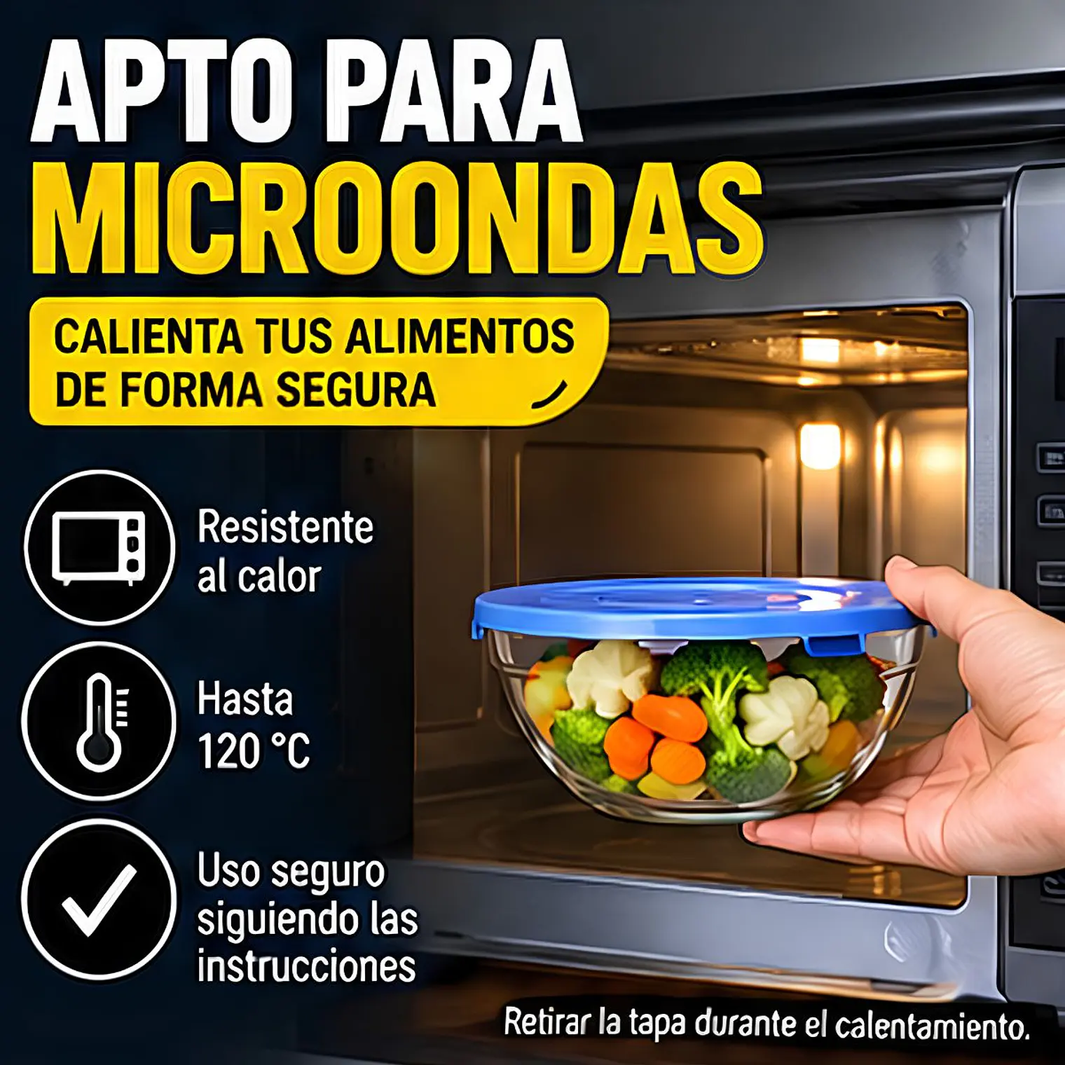 Set de 5 Bowl Recipiente y Contenedor de Vidrio con Tapa  6