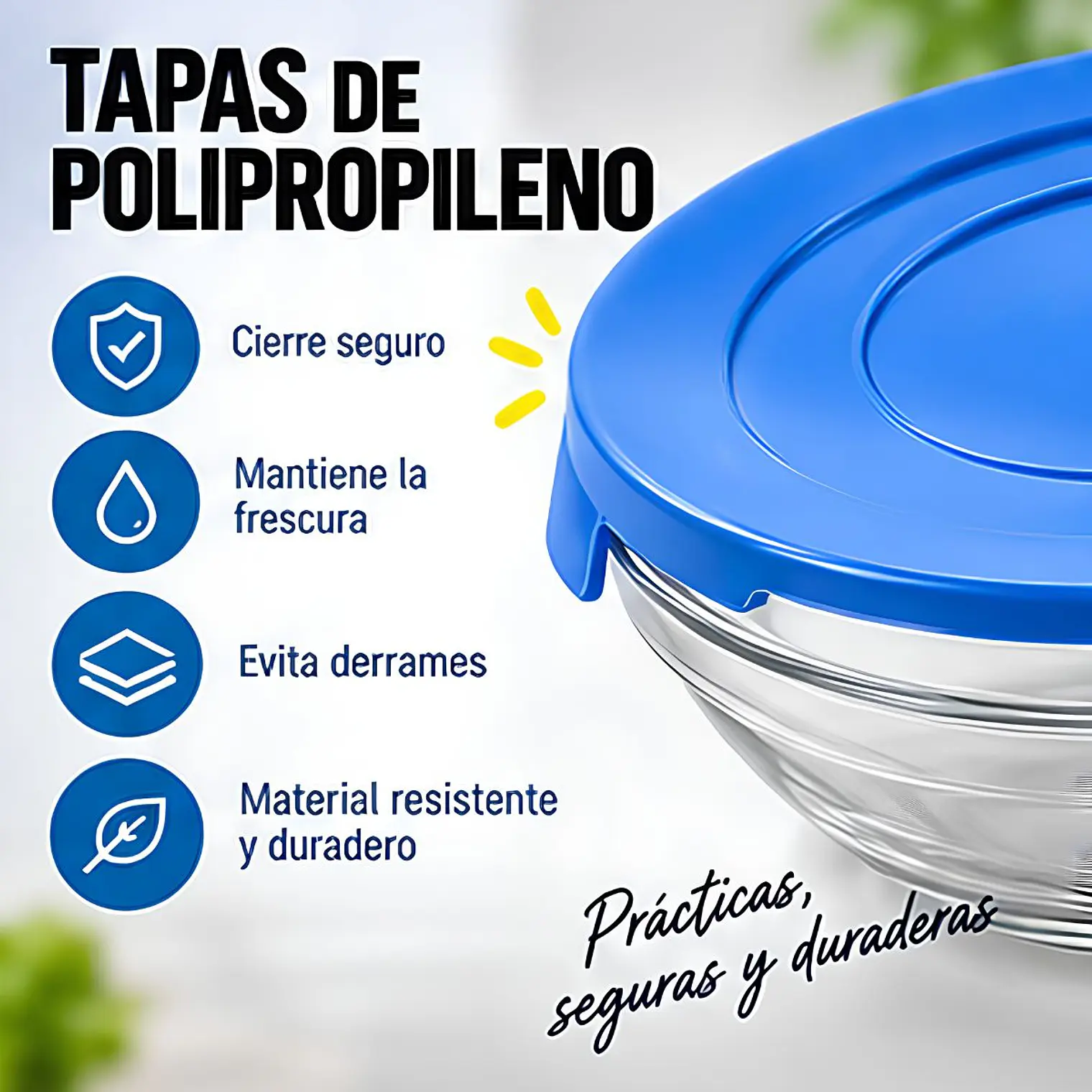 Set de 5 Bowl Recipiente y Contenedor de Vidrio con Tapa  7