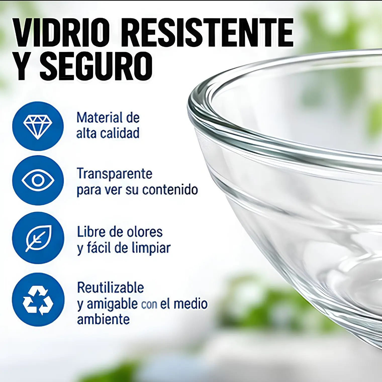 Set de 5 Bowl Recipiente y Contenedor de Vidrio con Tapa  8