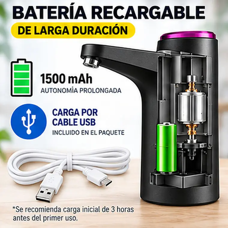 Dispensador de Agua Eléctrico USB Recargable MS-02 6