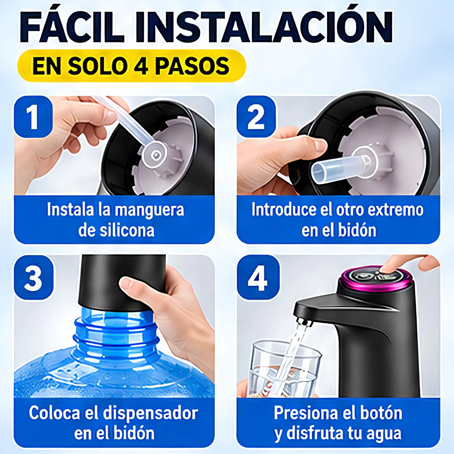 Dispensador de Agua Eléctrico USB Recargable MS-02 10