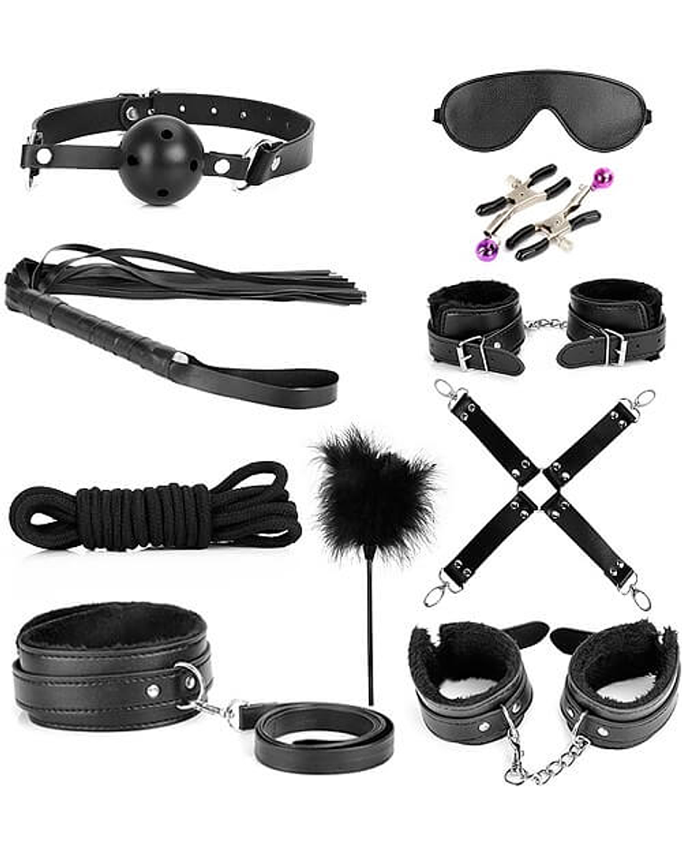 Kit Bondage Negro 10 Piezas