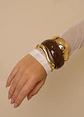 Brazalete Rígido Ancho de Rodio Dorado con Bisagra - Miniatura 1