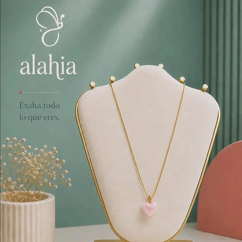 Cadena Singapur con Dije de Corazón de Azúcar: Joyería en Oro / Rodio