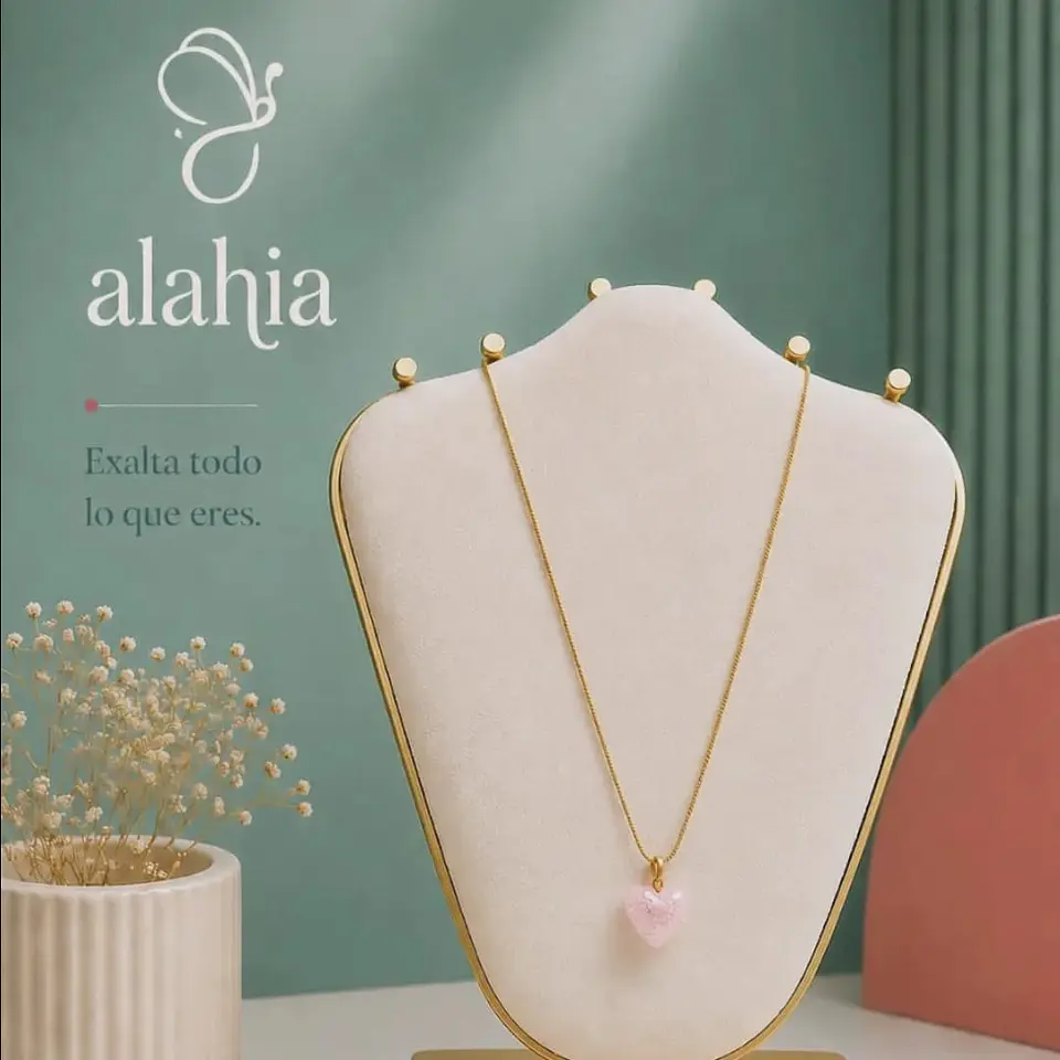 Cadena Singapur con Dije de Corazón de Azúcar: Joyería en Oro / Rodio 1
