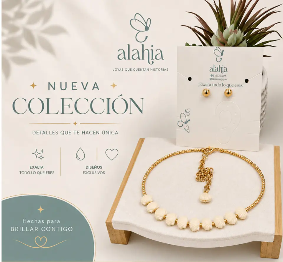 Set de Joyería Marina en Rodio: Collar de Conchas de Mar y Aretes Topo 1
