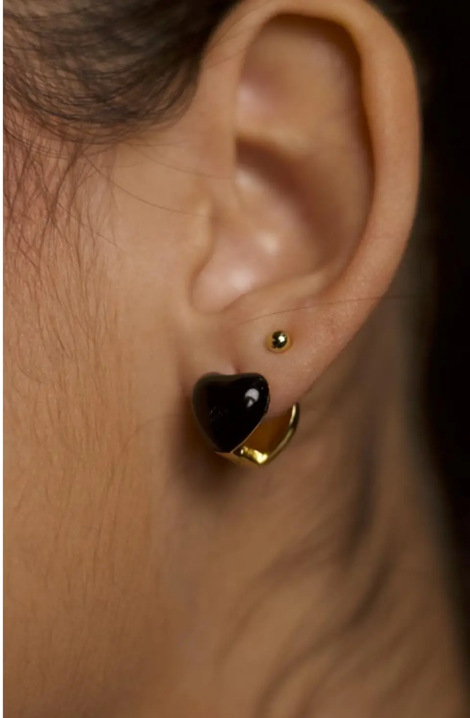 Aretes de Corazón de Resina en Rodio Dorado 2