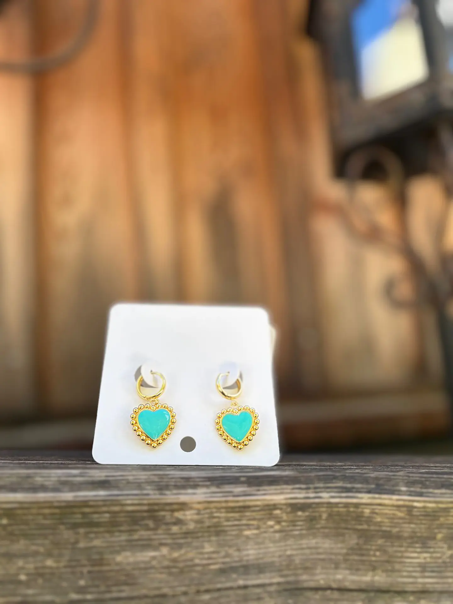 Aretes de Rodio con Dije de Corazón Esmaltado 1