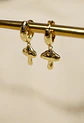 Aretes de Argolla con Dije de Hongo en Rodio Dorado - Miniatura 2