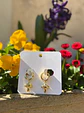 Aretes de Argolla con Dije de Hongo en Rodio Dorado - Miniatura 3