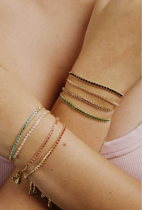 Pulsera de Zircón Delgada en Varios Colores