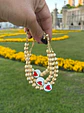 Pulsera de Bolas Diamantadas Doradas con Cuentas de Corazón Rojo - Miniatura 2