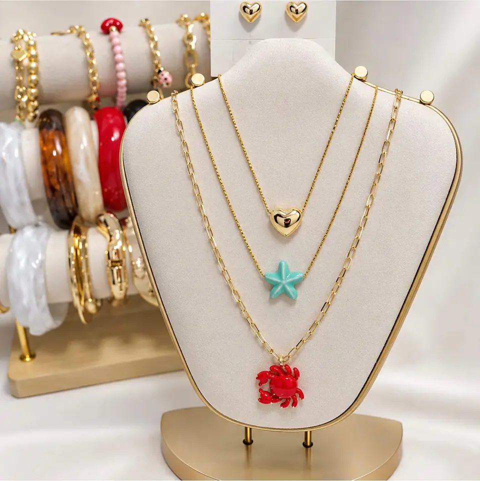 Collar en rodio, conjunto de 3 cadenas.  1