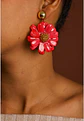 Arete en forma de flor color roja - Miniatura 1